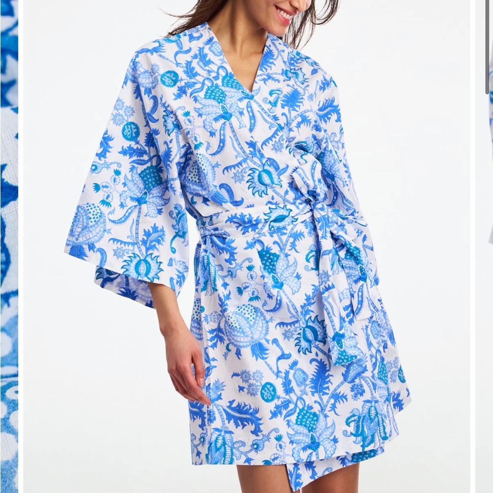 Roller Rabbit “Amanda kimono” blue robe